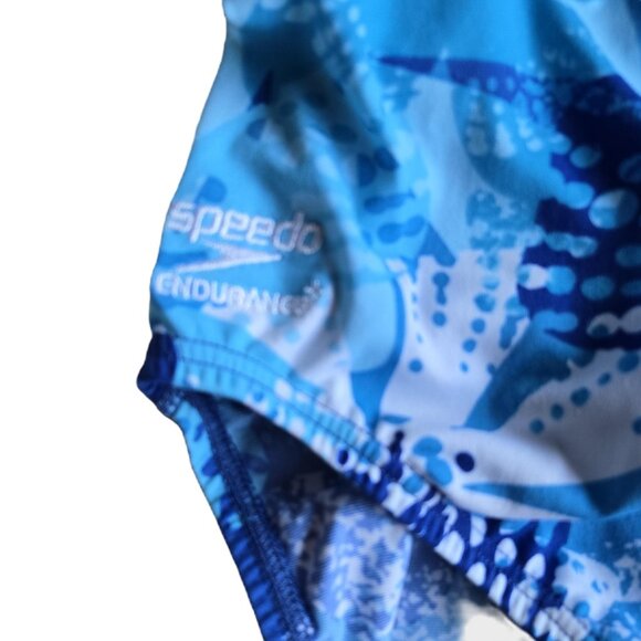 NWOT Women's 36/10 Speedo Endurance 1-Piece Competition Swim Suit, Blue/White - Picture 3 of 4